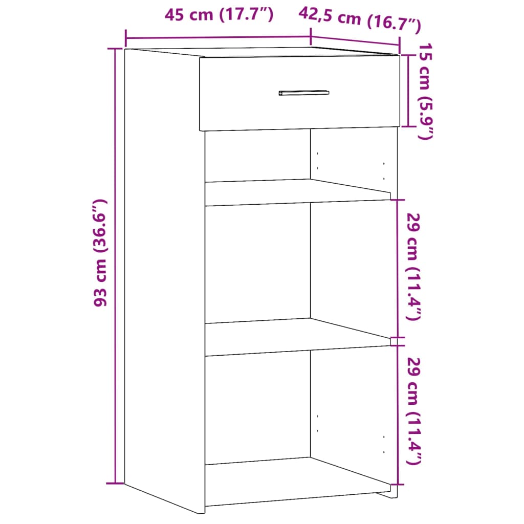 vidaXL Dulap, stejar afumat, 45x42,5x93 cm, lemn prelucrat