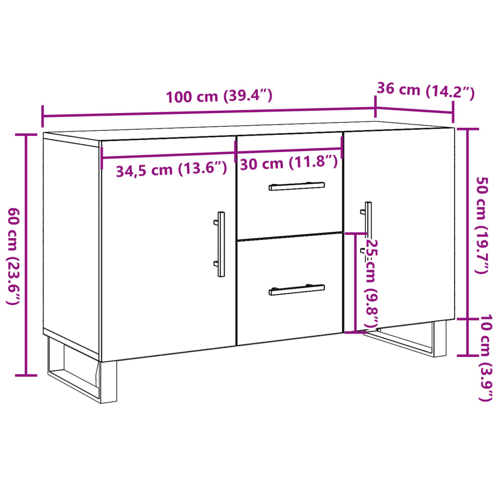 vidaXL Dulap, lemn vechi, 100x36x60 cm, lemn prelucrat
