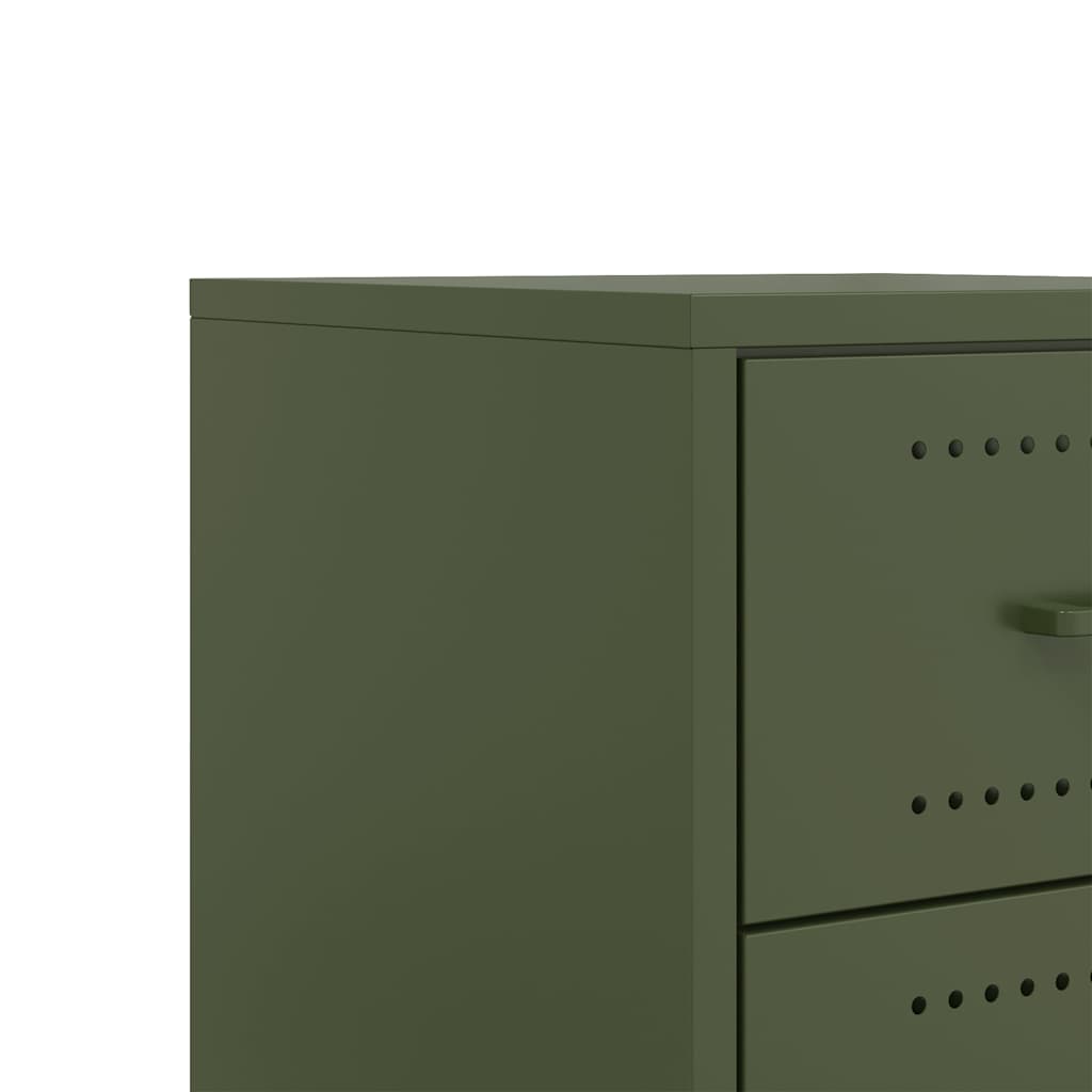 vidaXL Tables de chevet 2 pcs vert olive 36x39x43,5 cm acier