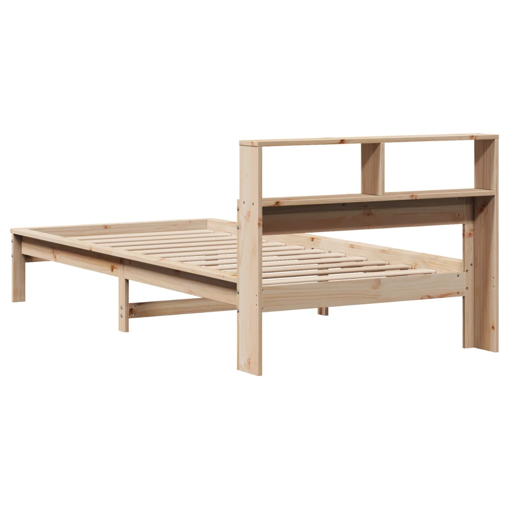 vidaXL Pat cu bibliotecă fără saltea, 90x200 cm, lemn masiv pin