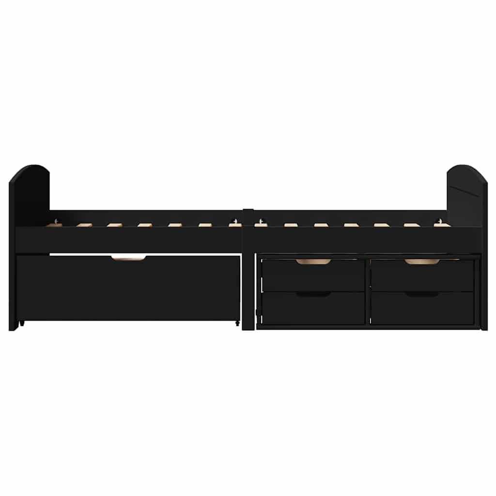 vidaXL 5 sahtliga päevavoodi ilma madratsita "IRUN" Must 90x200 cm