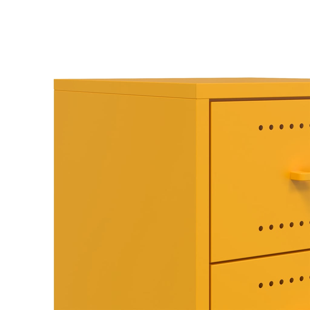vidaXL Tables de chevet 2 pcs jaune moutarde 36x39x43,5 cm acier