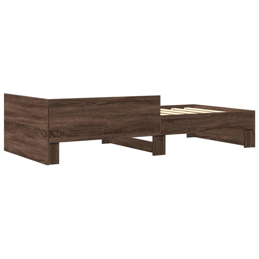 vidaXL Cadru pat fără saltea stejar maro, 90x200 cm, lemn prelucrat