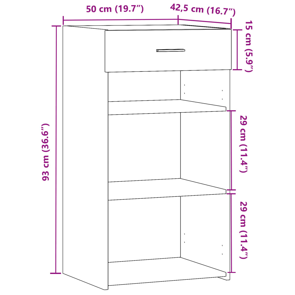 vidaXL Dulap, gri beton, 50x42,5x93 cm, lemn prelucrat