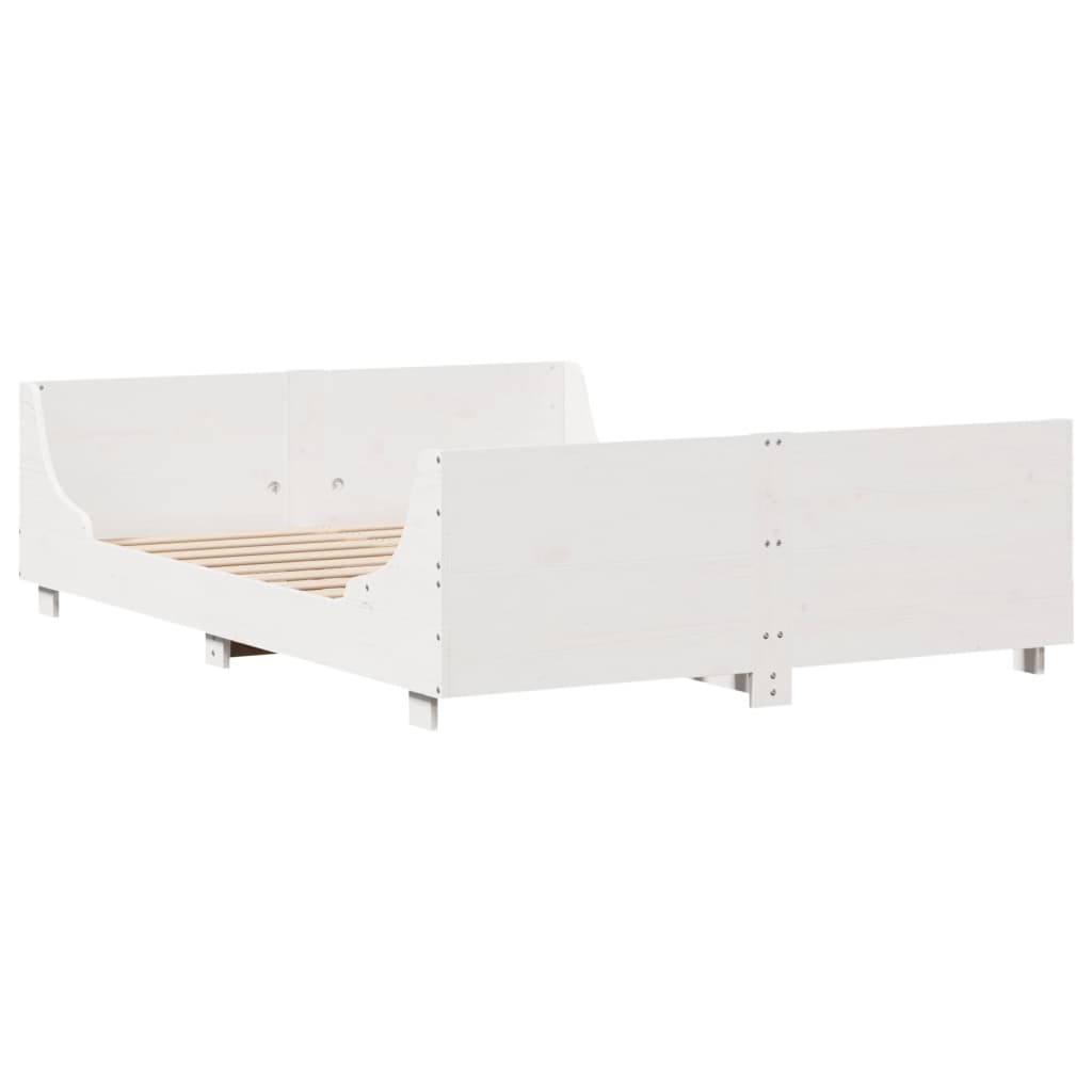 vidaXL Cadru de pat fără saltea, alb, 150x200 cm, lemn masiv pin