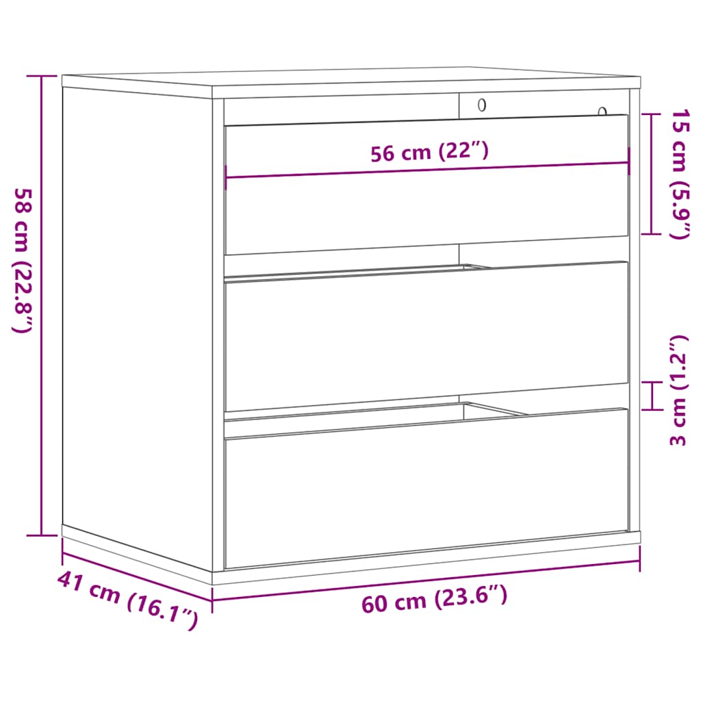 vidaXL Dulap colț cu sertare alb 60x41x58 cm lemn prelucrat