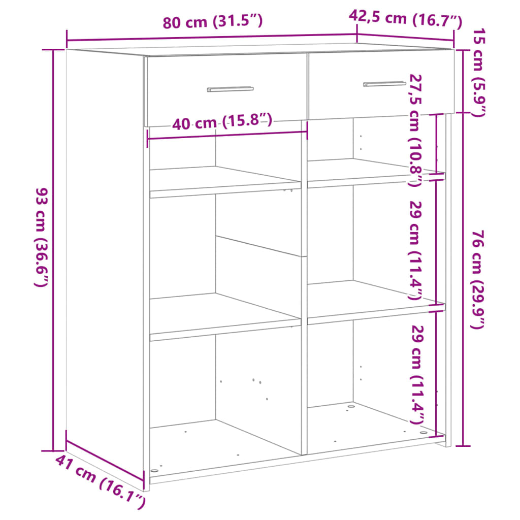 vidaXL Dulap, alb, 80x42,5x93 cm, lemn prelucrat