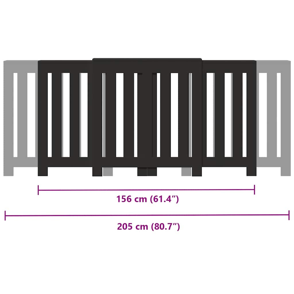 vidaXL Mască pentru calorifer, negru, 205x21,5x83,5 cm, lemn prelucrat