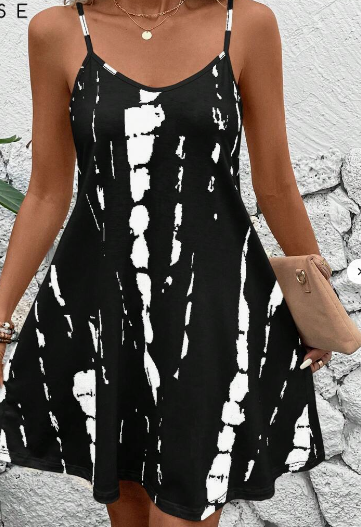 SHEIN LUNE Summer Casual Tie Dye Spaghetti Strap Dress For Holiday