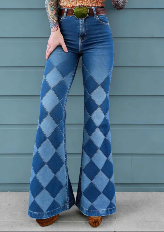 Vintage Rose Embroidered Flared Jeans