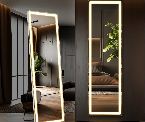 3 Color Lighting Mirror With LED Lights (Right angles1660)