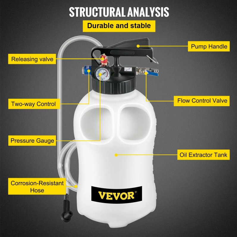 VEVOR Transmission Fluid Pump 2 Way Manual ATF Refill System Dispenser, Oil And Liquid Extractor 10 Liter Large Capacity — foto 7