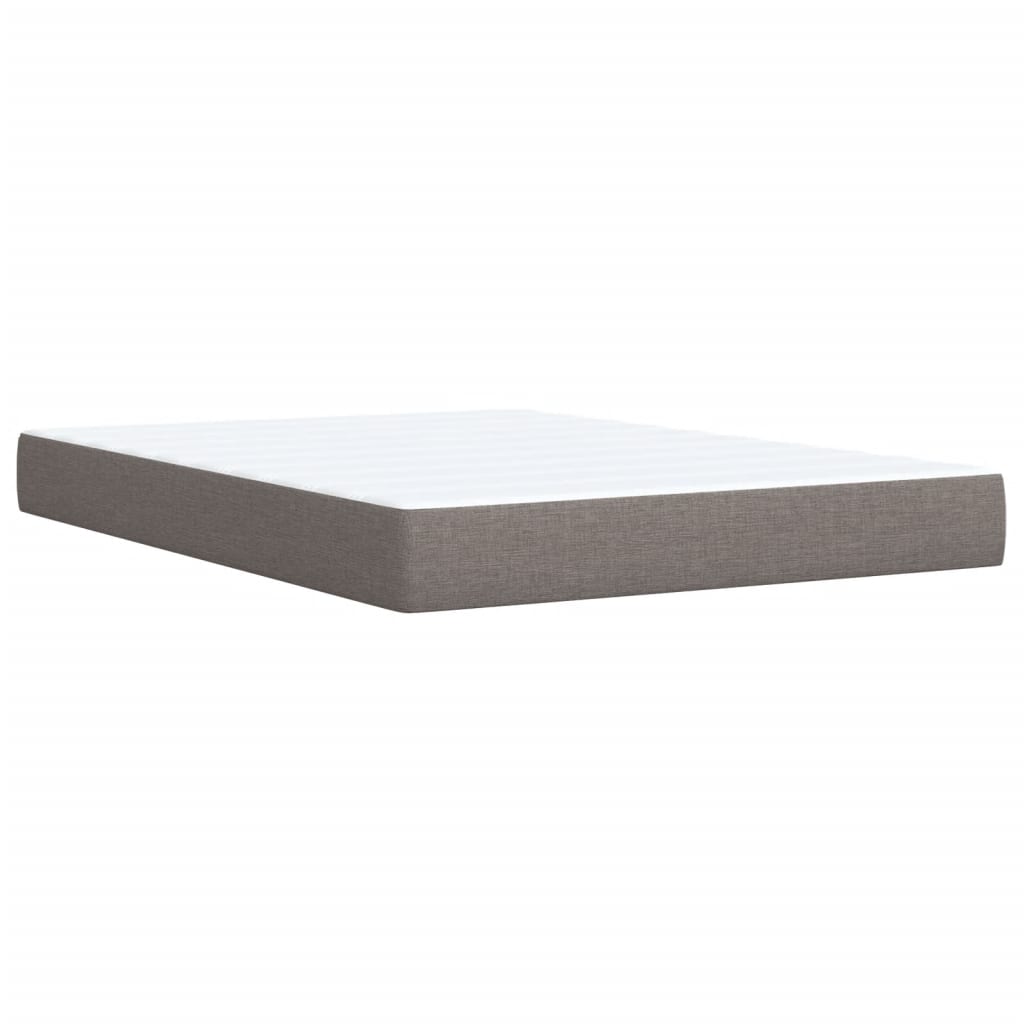 vidaXL Pat box spring cu saltea, gri taupe, 140x200 cm, textil