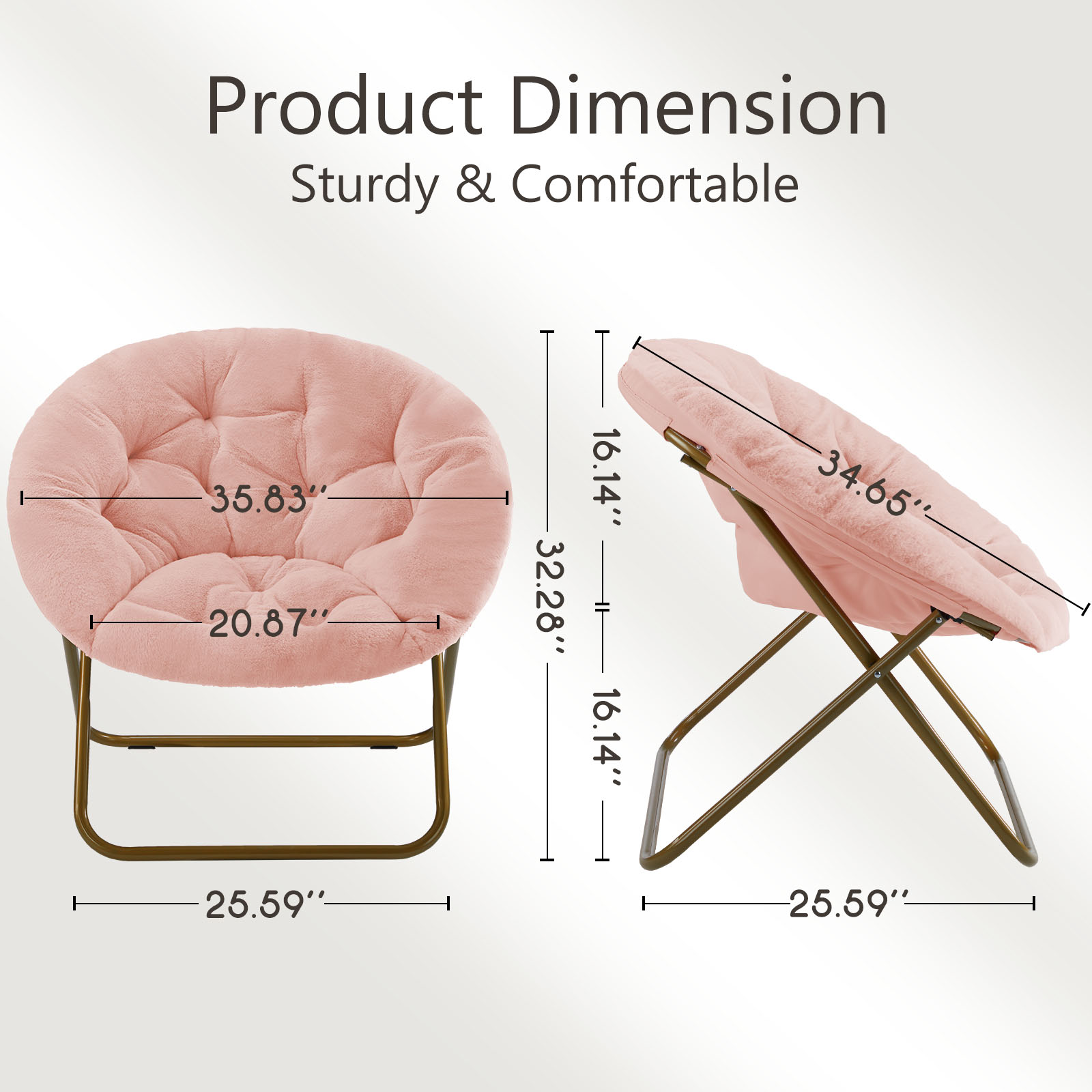 Comfortable Disc Chairs Faux Fur Furniture Bedroom Living Room  Size White — foto 9