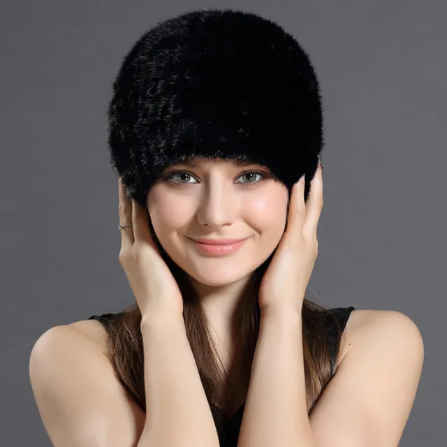 Mink Fur Hat Keeps Warm In Autumn And Winter Ladies Black - Shop at LoveMi
