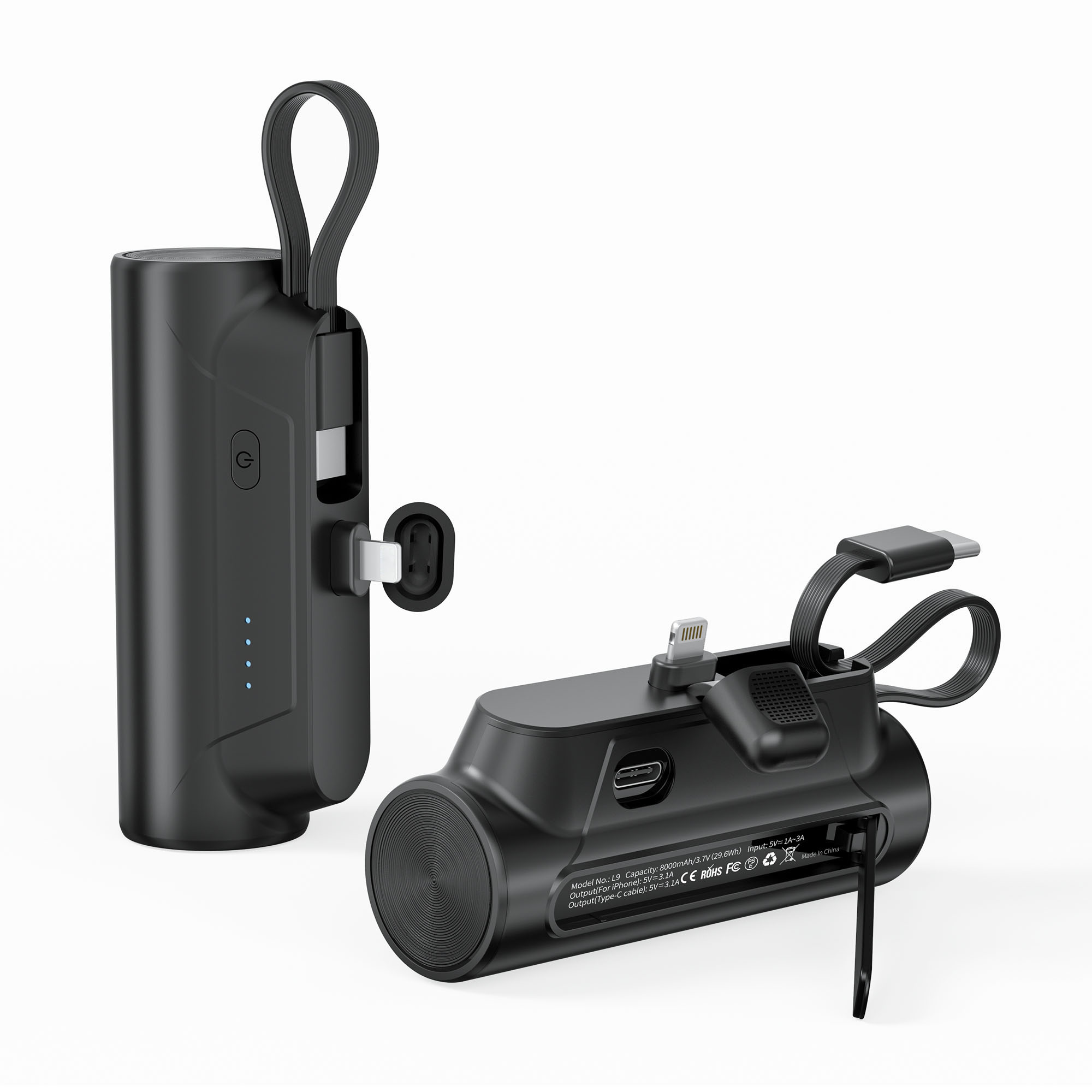 Mini 4500mAh Power Bank w/ Built-In Lightning & Type-C | Portable Charger - Picture 11 of 12