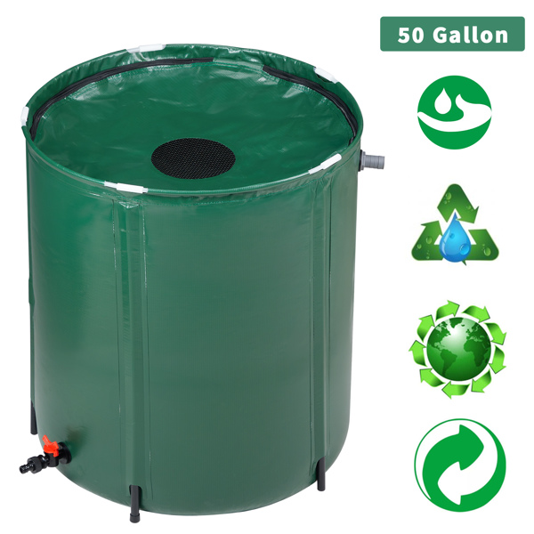 50 Gallon Folding Rain Barrel Water Collector Green_voghion.com