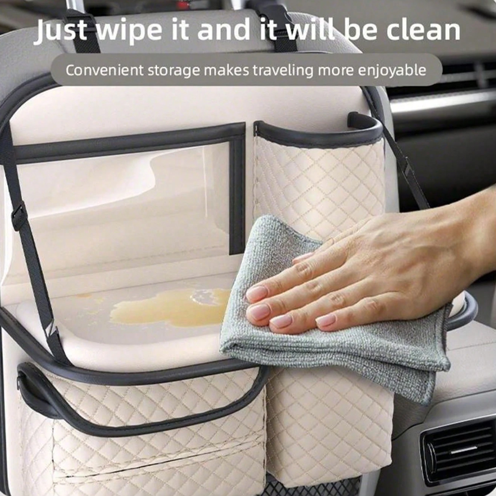 Car Organiser Bag Multi Pocket Black Leather  Holder Back Seat Storage Tidy