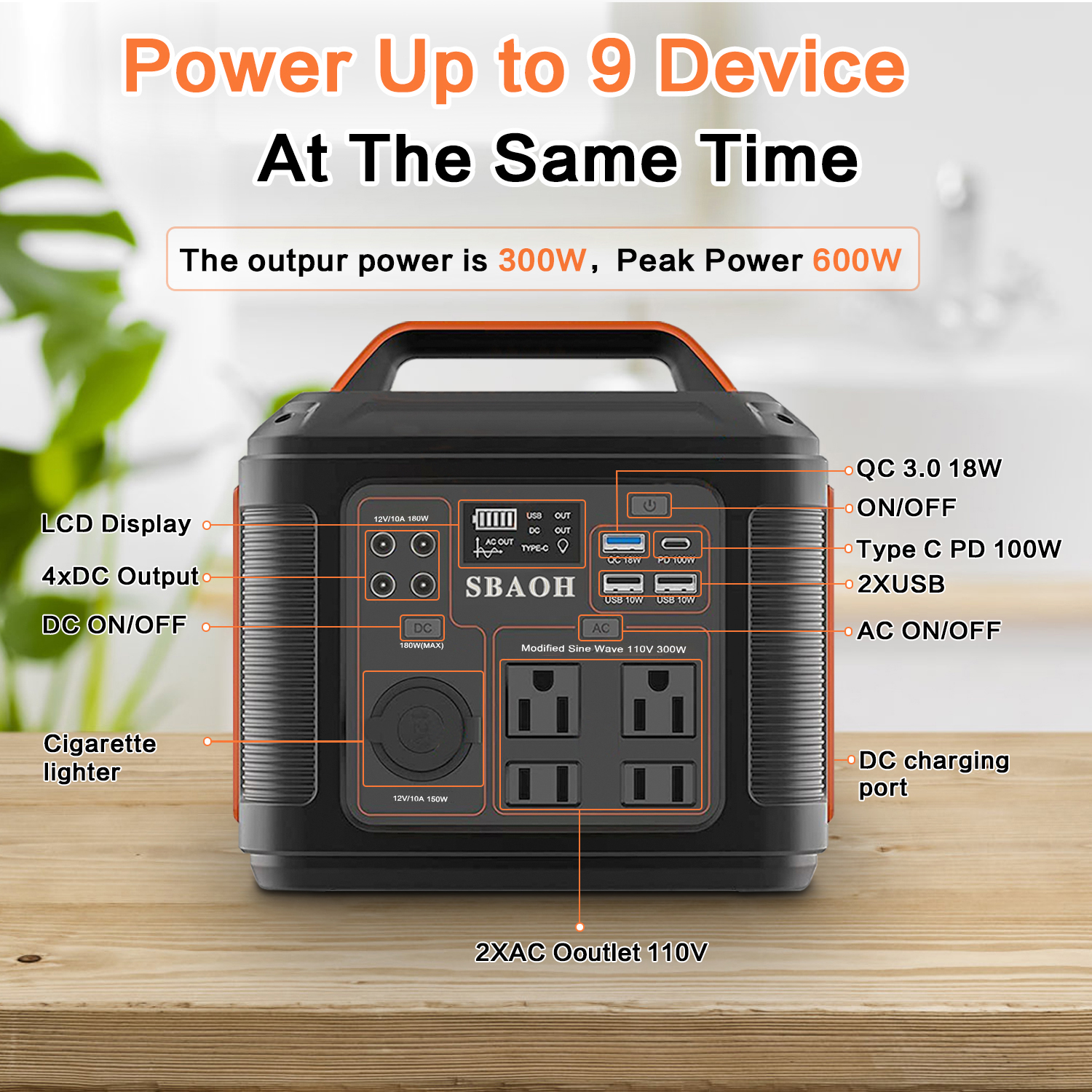 Portable Power Station P302,300W 296Wh Backup Lithium Battery,Solar Generator For Home And Outdoor Emergency Power Supply,Solar Panel Is Not Included — foto 2