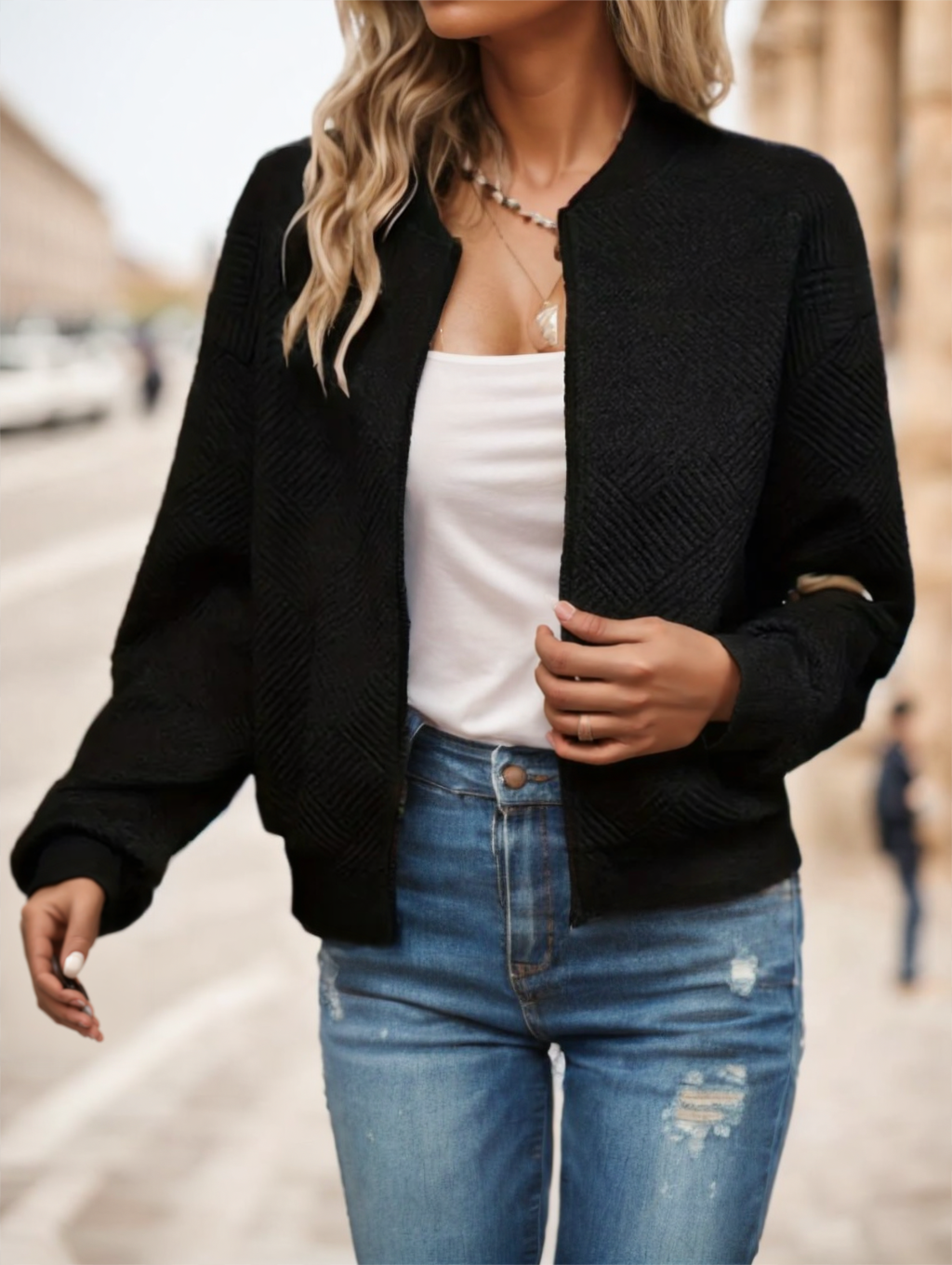 Women's Casual Solid Green Zip-Up Jacket