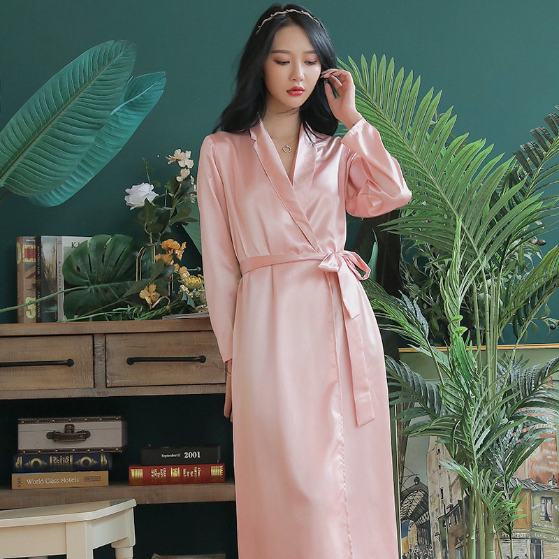 Title 5, Lapel Long Nightgown Sexy Lace-up Pajamas