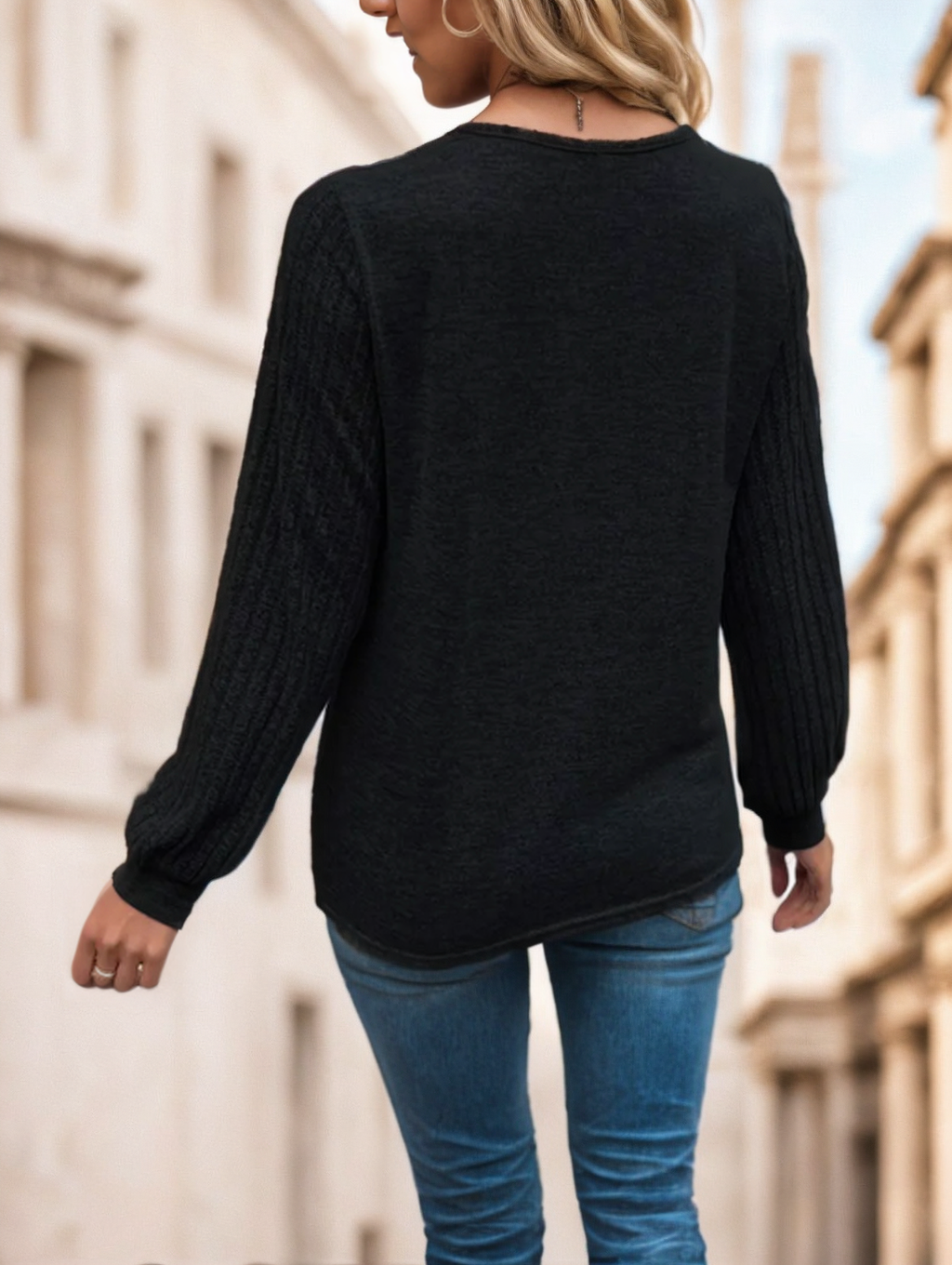 Ladies' Solid-colored Long-sleeved T-shirt