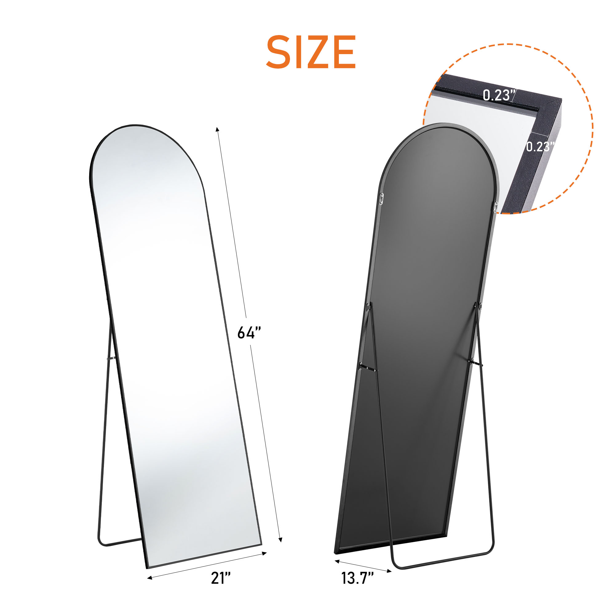 Floor Standing Mirror, Wall Mirror With Stand Aluminum Alloy Thin Frame — foto 30