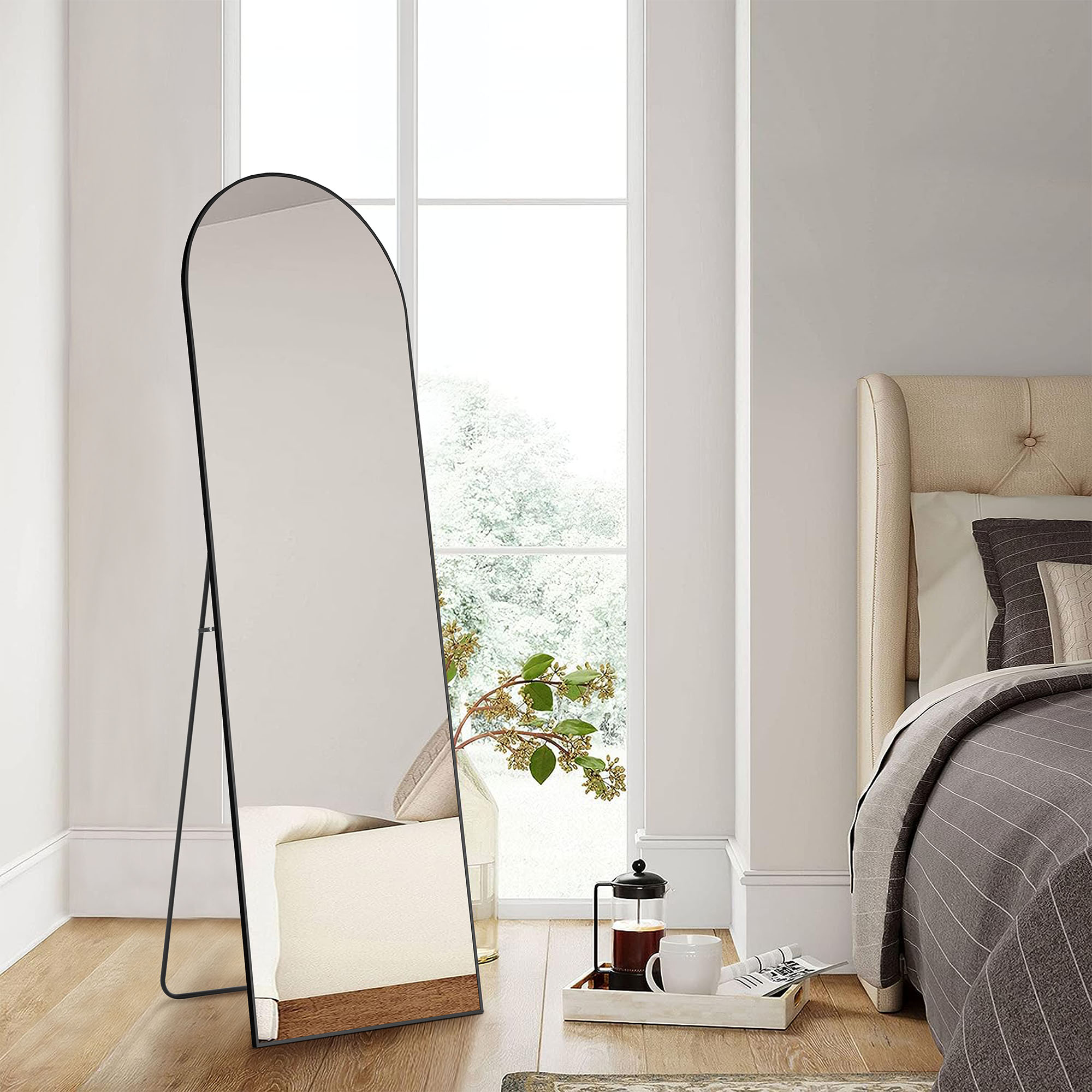 Floor Standing Mirror, Wall Mirror With Stand Aluminum Alloy Thin Frame — foto 17