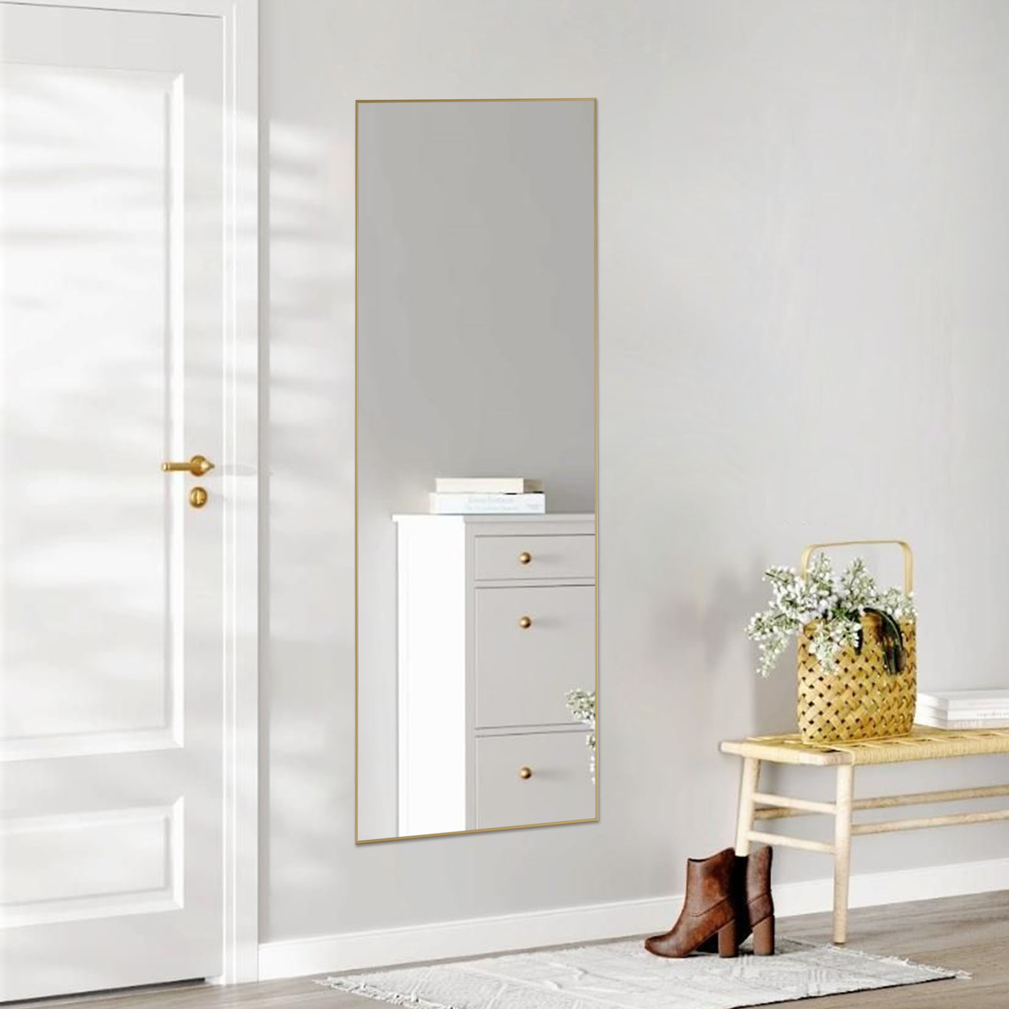 Floor Standing Mirror, Wall Mirror With Stand Aluminum Alloy Thin Frame — foto 26