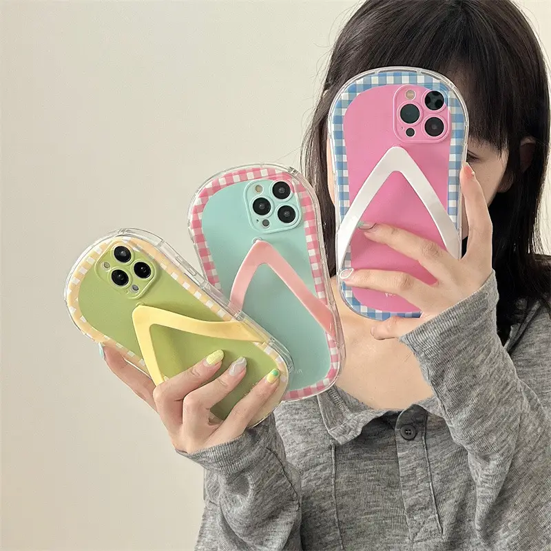 Checkerboard Lattice Creative Slippers Phone Case