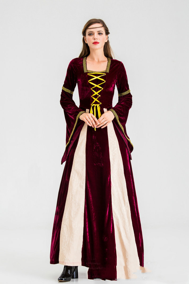 Medieval Retro Performance Costume Irish Costume Velvet Dress