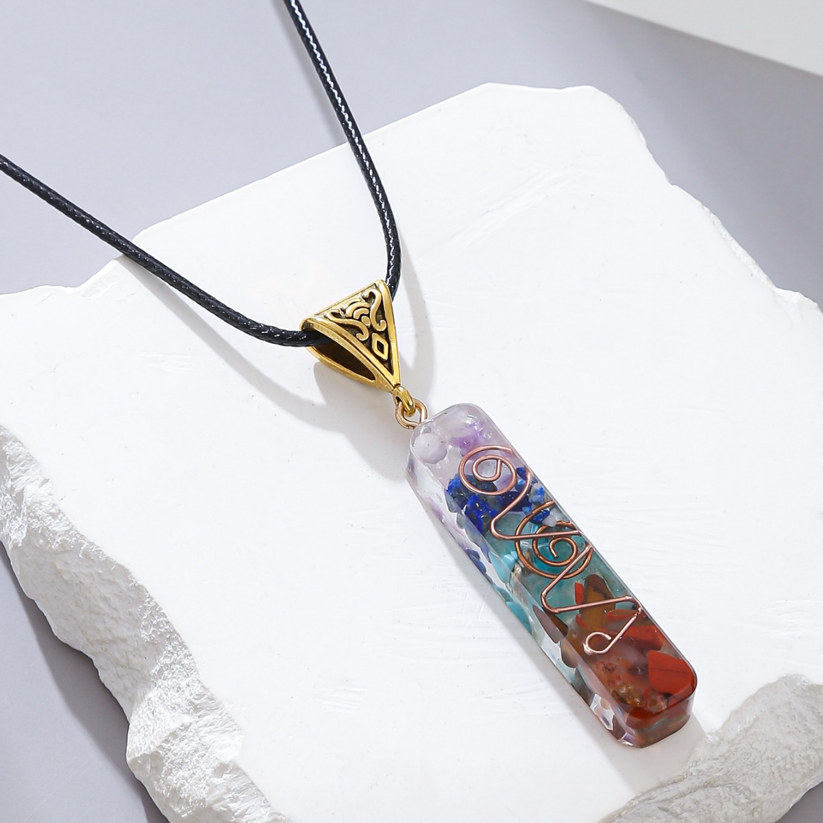 Ретро Рейки Исцеляющая Энергия Кристалл Кулон Натуральный Камень Для Йоги Медитации Духовные 7 Чакр Ювелирные Изделия Ожерелье Амулет