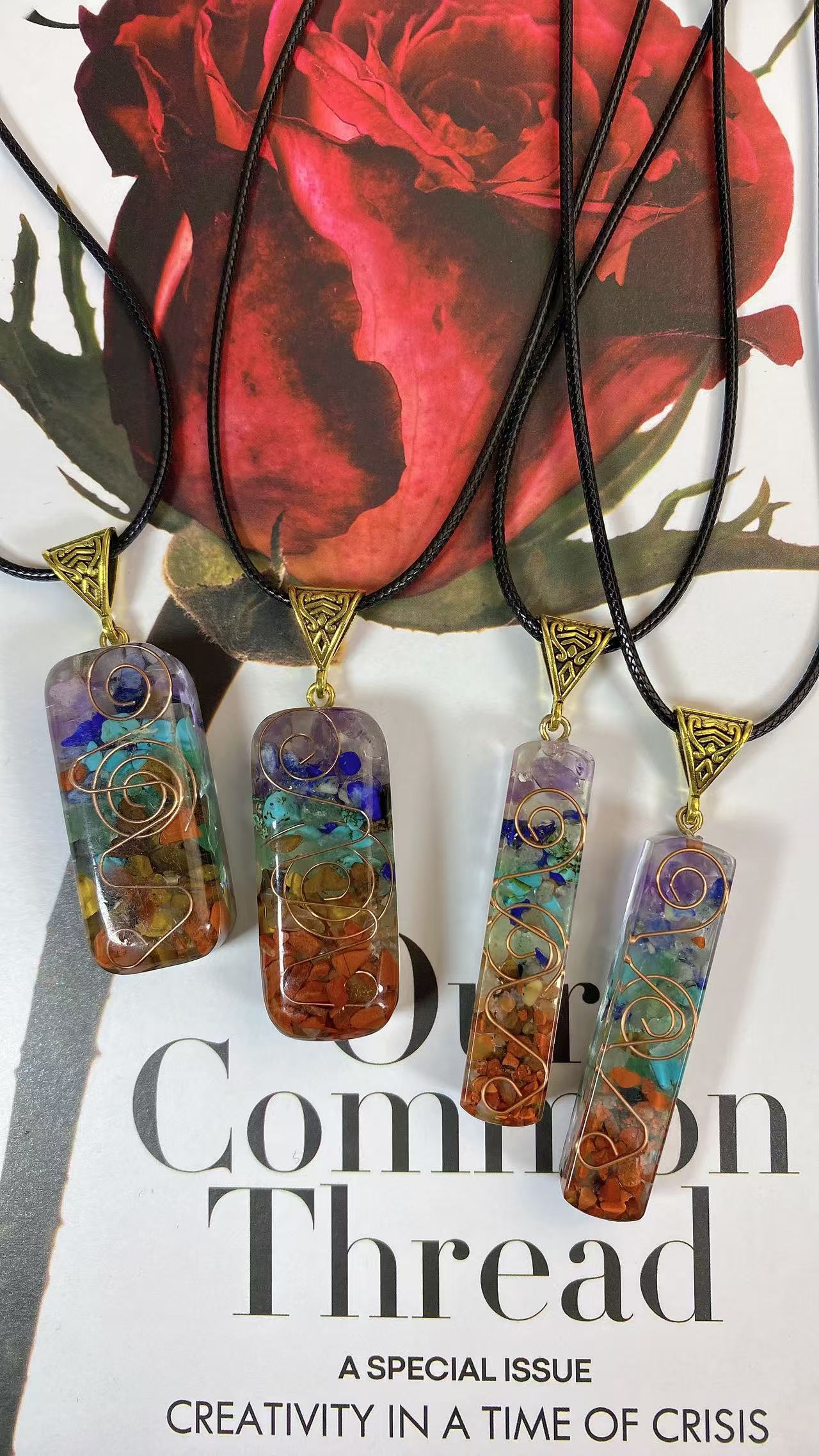 Ретро Рейки Исцеляющая Энергия Кристалл Кулон Натуральный Камень Для Йоги Медитации Духовные 7 Чакр Ювелирные Изделия Ожерелье Амулет