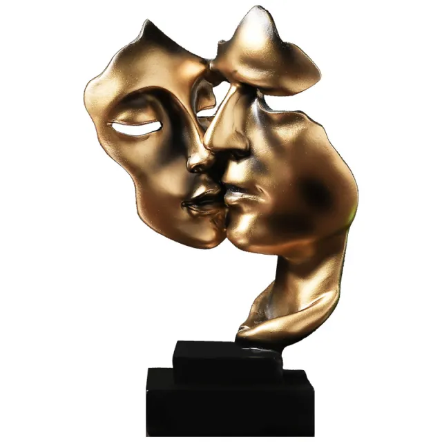 Nordic Mask Resin Model Ornaments Vintage Old Golden Double Mask Gold - Shop at LoveMi