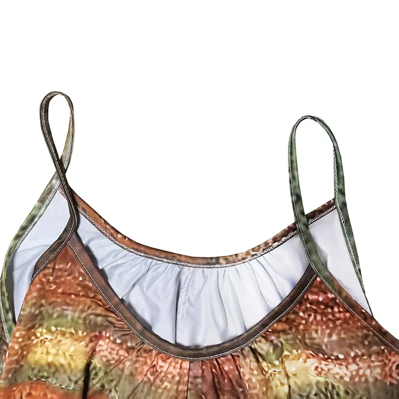Womens Summer Casual Print Sleeveless Rompers Loose Spaghetti Strap Shorts Jumpsuit With Pockets