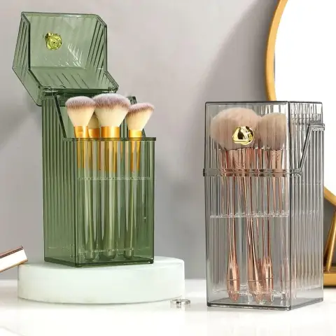 Makeup Brush Holder Organizer with Lid