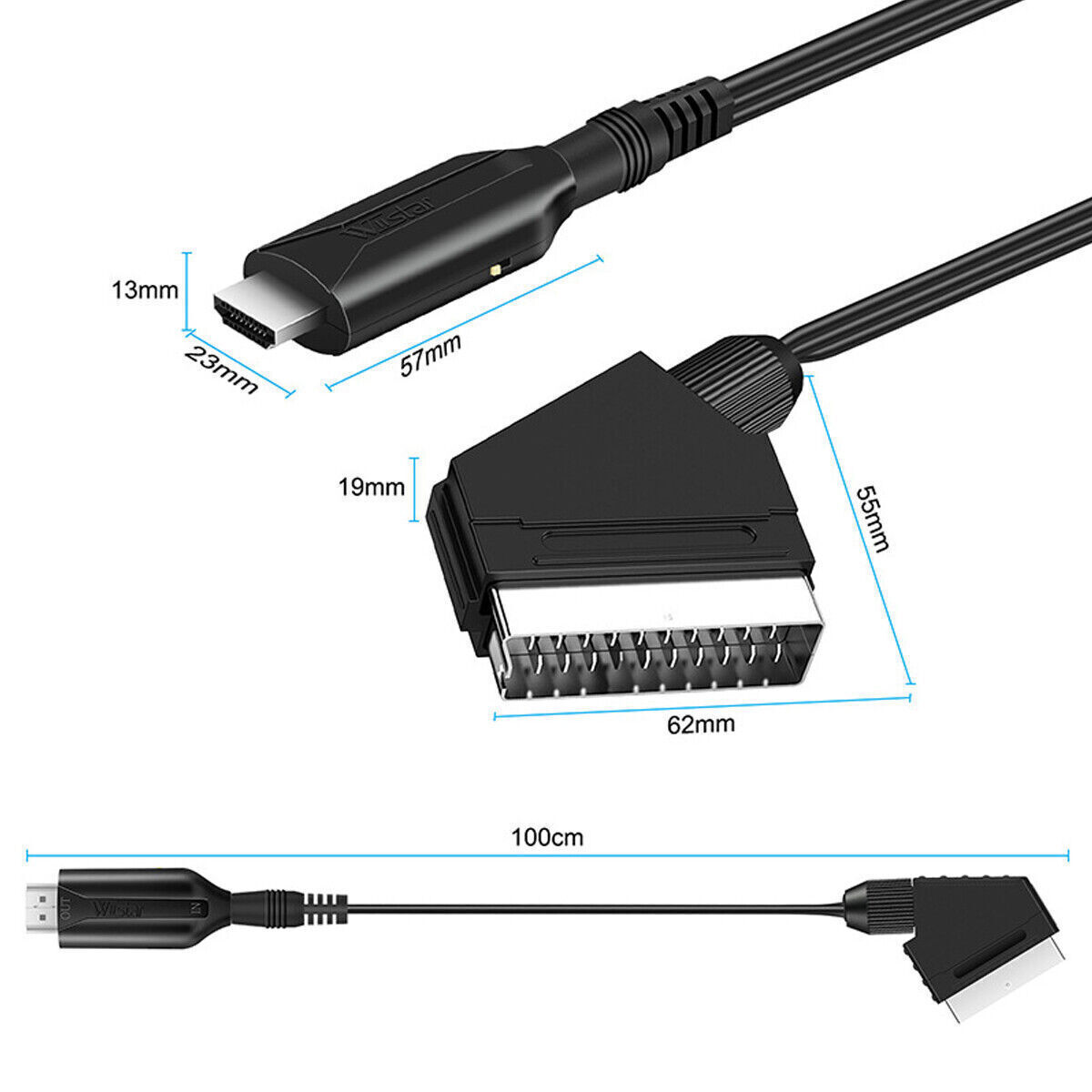 SCART To HDMI Converter Cable SCART - HDMI - OLD DVD TO HD TV -Video Adapter - Picture 11 of 11