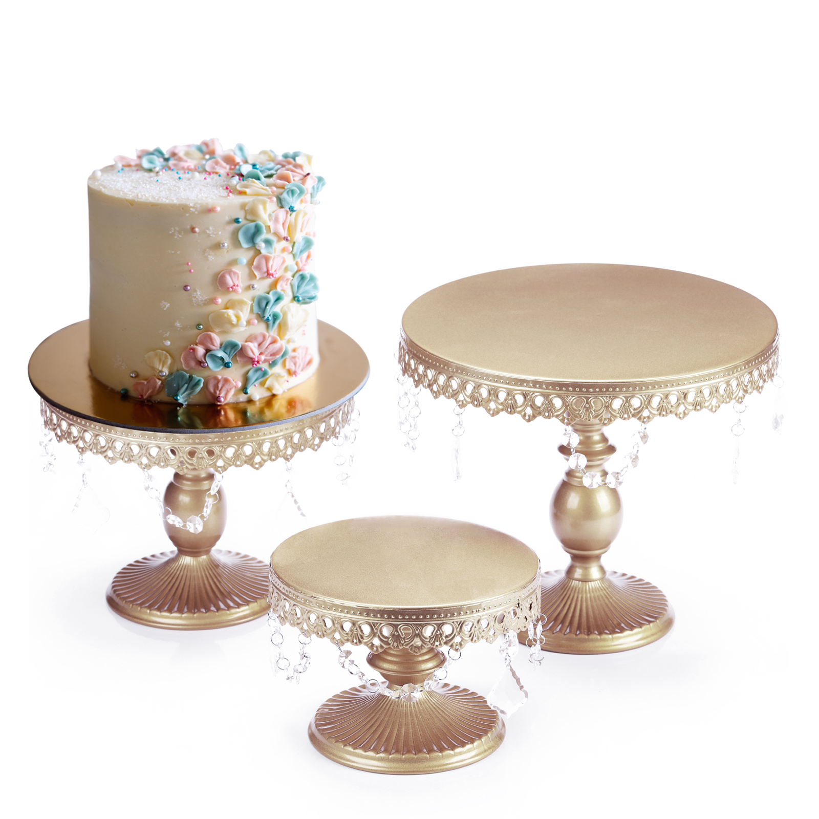 3Pcs Antique Cake Stand Set Round Metal Cupcake Display Wedding Decor US STOCK