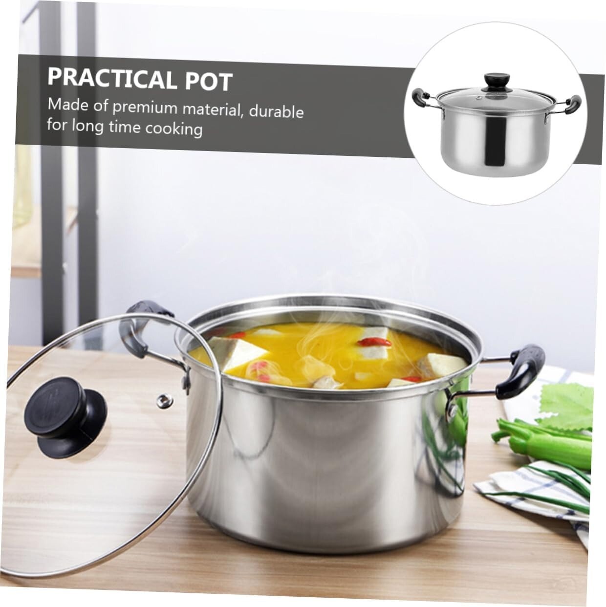 5PCS Induction Non Stick Stainless Steel Healthy Cookware Cooking Pot Stockpot — image 8