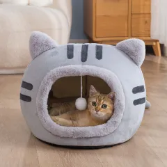 Fashion Simple Pet Warm Semi-enclosed Cat Litter - Grey - View 1