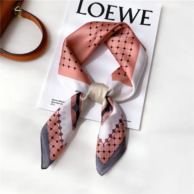 Elegant Geometry Print Square Scarf Women Orange - Shop at LoveMi