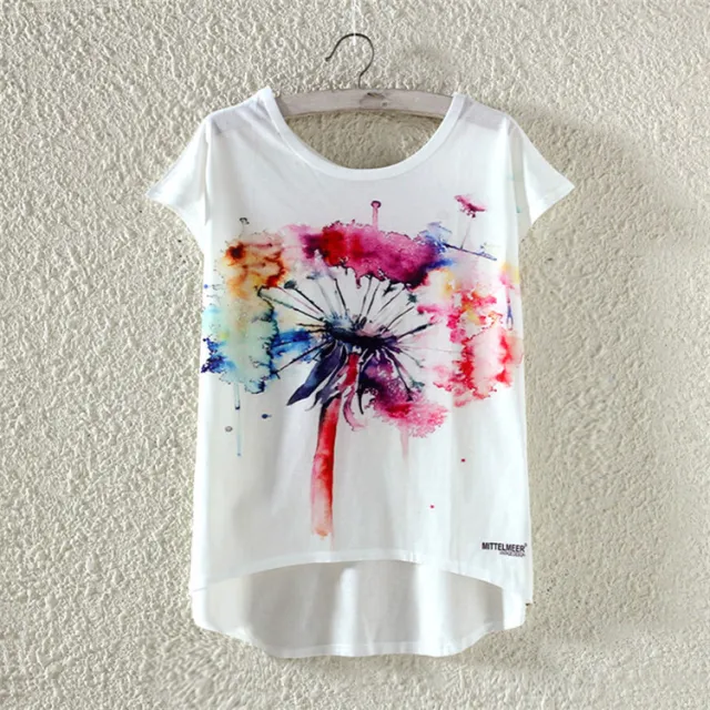 Casual Loose Women's Printed Short sleeved T shirt White - Shop at LoveMi