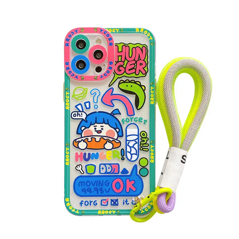 Graffiti Girl Lanyard Silicone Phone Case