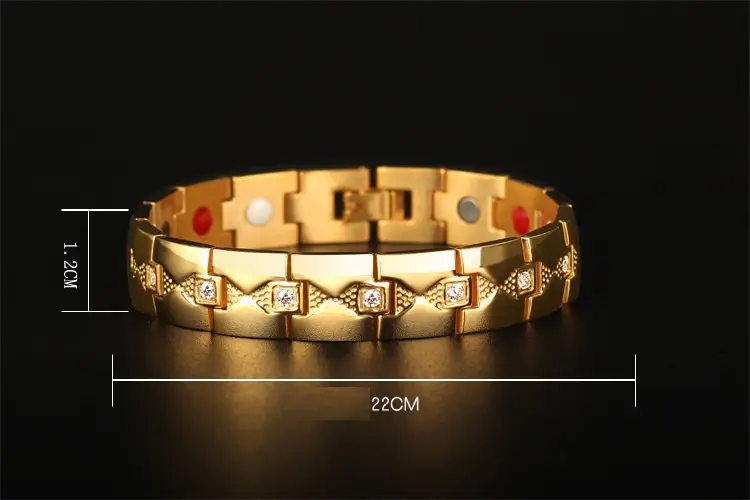 European And American Domineering Men's Titanium Steel Bracelet Diamond Plated Gold Magnet Fashion Stainless Ornament