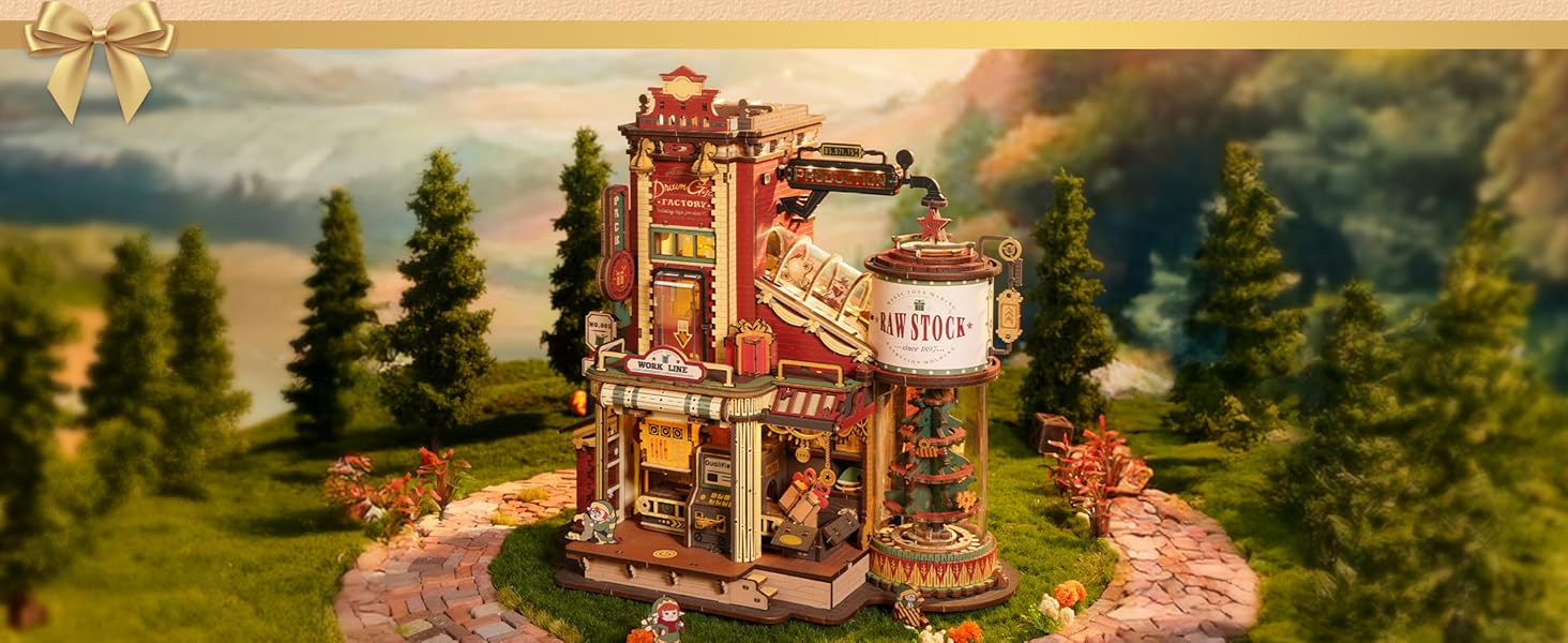 ROBOTIME 3D Wooden Puzzle Gift Factory Model Kits for Adults to Build