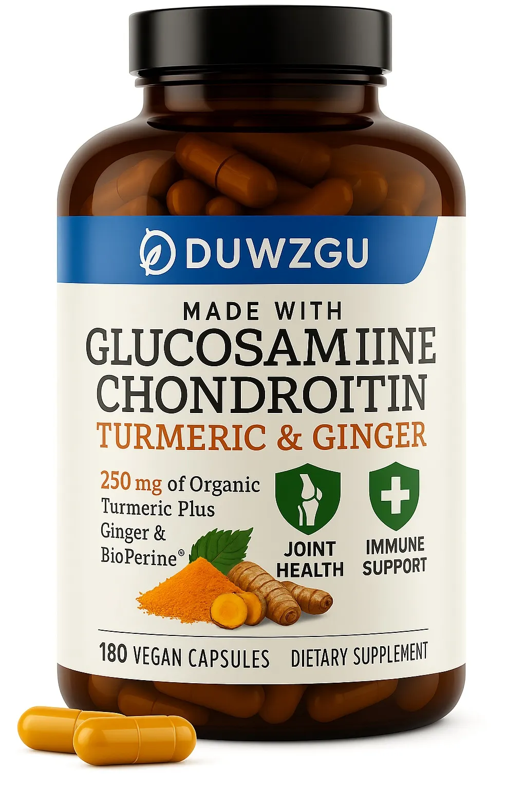 Glucosamine Chondroitin Ginger Yellow Tablets - 180 Tablets Per Bottle