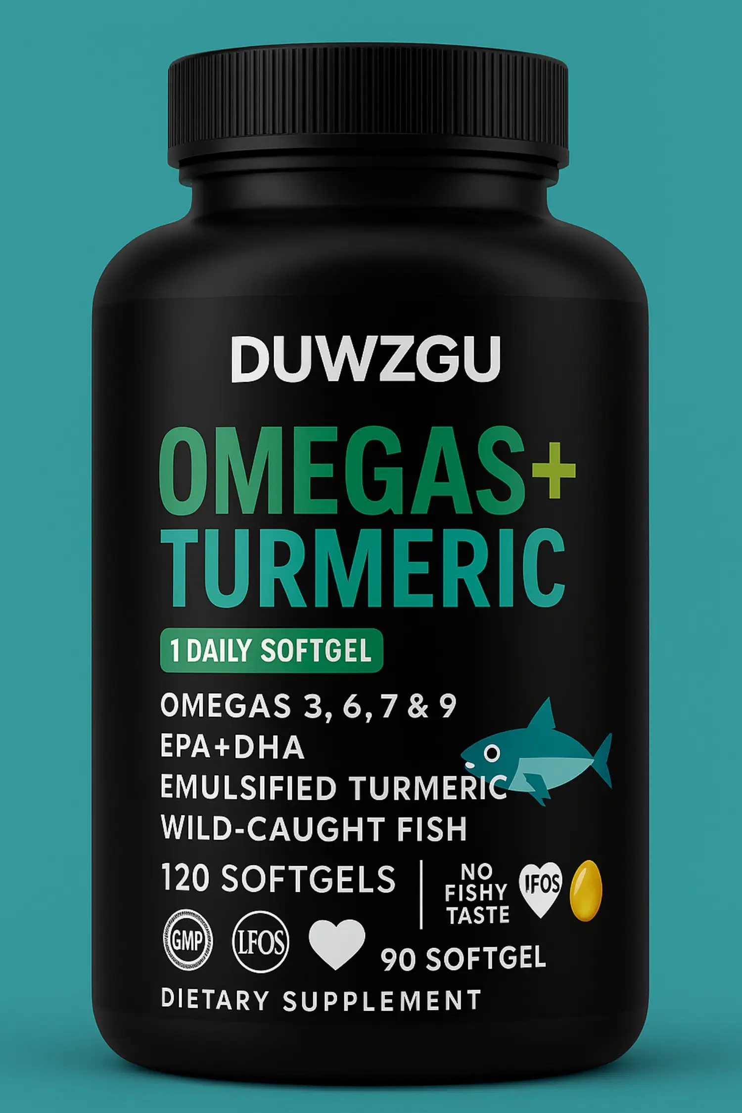 Omegas and Turmeric Dietary Supplement Softgels with Fish Oil