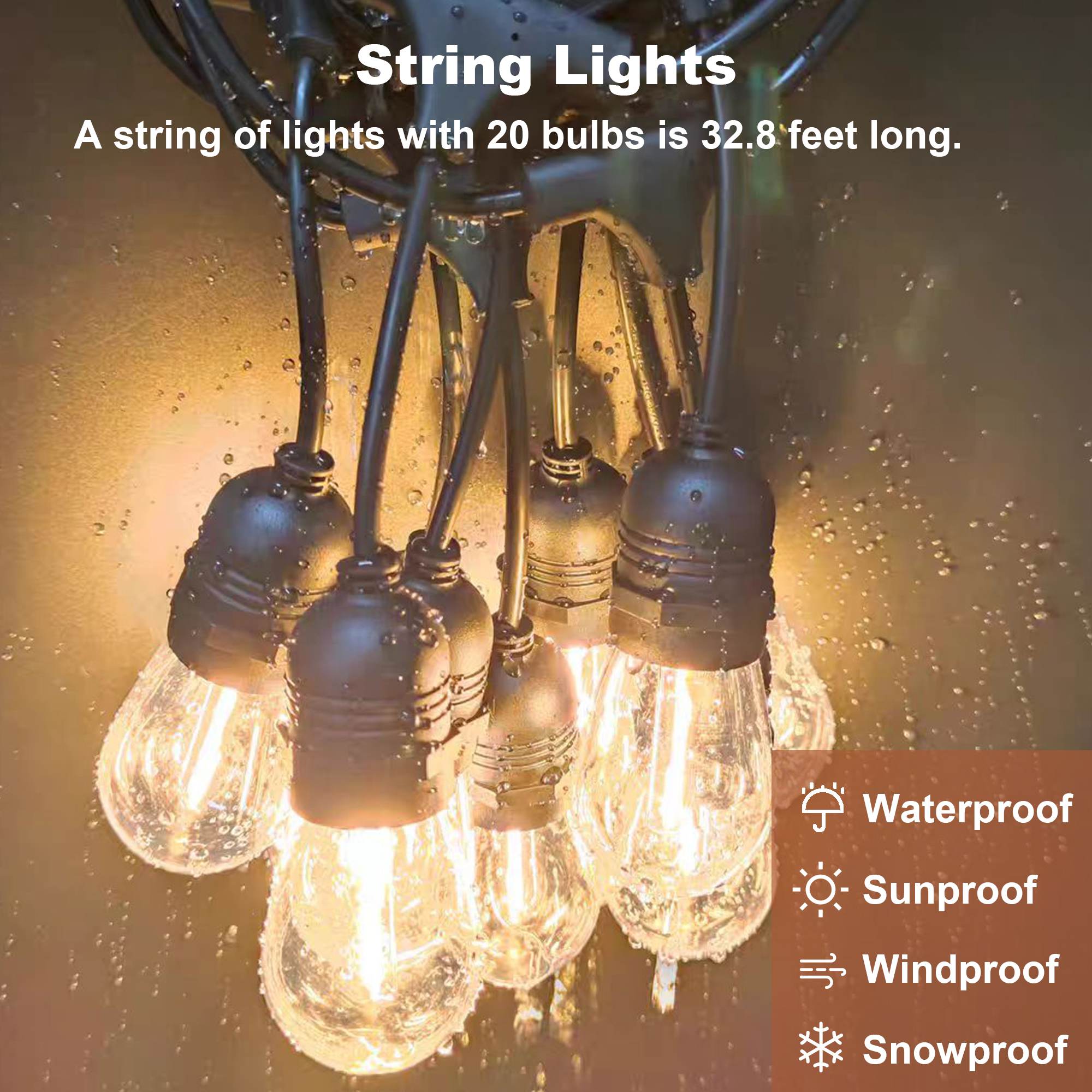 13X 6.5 Ft Wooden Pergola Grill Gazebo With Metal Roof & Bulbs & Bar Counters - Image 2 of 12