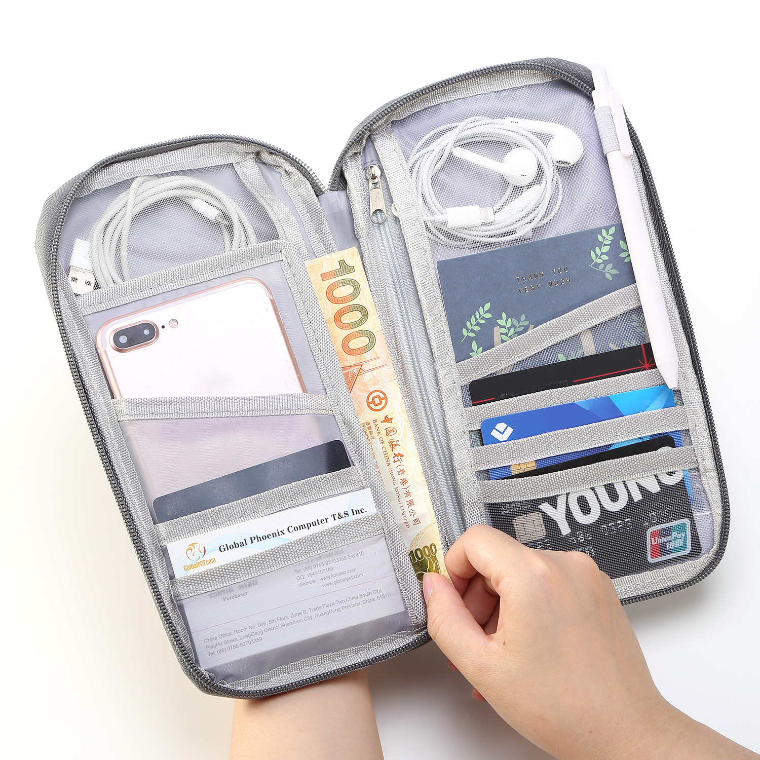 1Pc Travel Passport Wallet 12Cells Ticket ID Credit Card Holder Water Repellent Documents Phone Organizer Zipper Case Business Trip Daily Use — foto 13