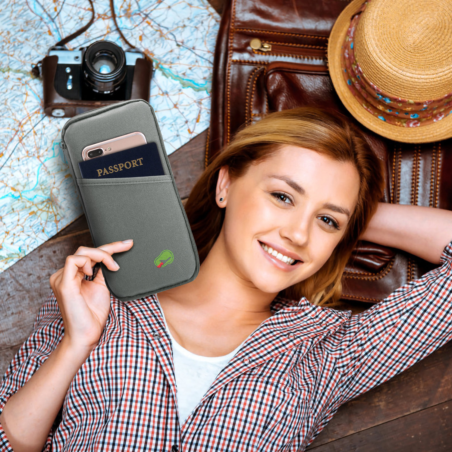 1Pc Travel Passport Wallet 12Cells Ticket ID Credit Card Holder Water Repellent Documents Phone Organizer Zipper Case Business Trip Daily Use — foto 16